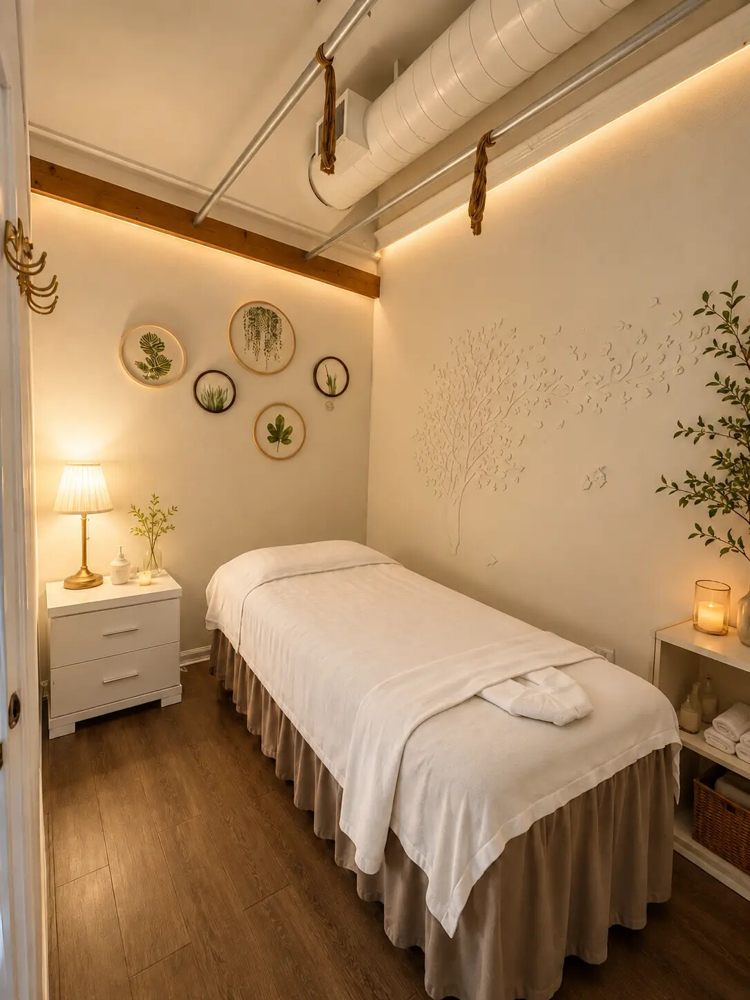 A warm private treatment room at Harmony East
